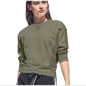 Athleta Olive Green Cruise Mesh Pullover Sweatshirt Size S